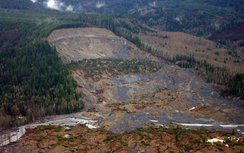 USGS aerial survey of the upper parts of the Oso, Washington, landslide.